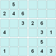 Sudoku puzzle 6x6