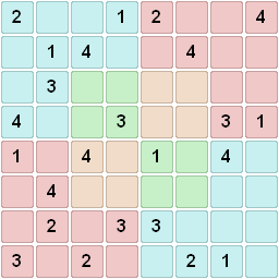 Pentuple sudoku puzzle 4x4